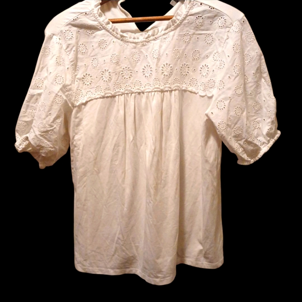 Crown & Ivy White Eyelet Blouse
